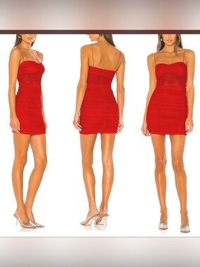 Superdown Kambella Ruched Mini Dress Red size small